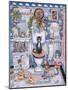 Bathroom Cats-Bill Bell-Mounted Giclee Print