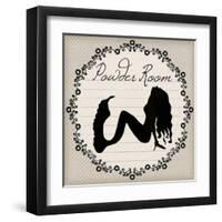 Bathroom Powder Room Silhouette Mermaid-sylvia pimental-Framed Art Print