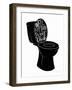 Bathroom Puns IV Black-Becky Thorns-Framed Art Print