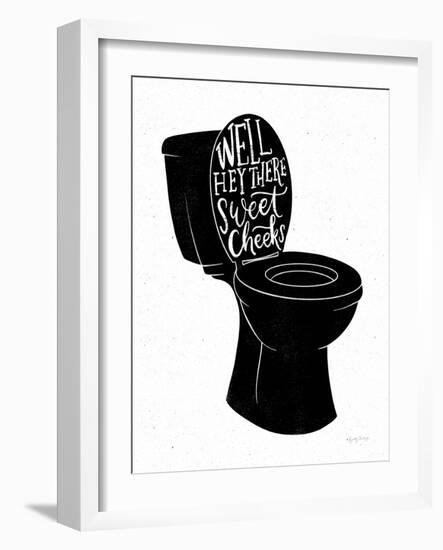 Bathroom Puns IV Black-Becky Thorns-Framed Art Print