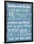 Bathroom Rules Blue-Taylor Greene-Framed Art Print