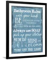 Bathroom Rules Blue-Taylor Greene-Framed Art Print