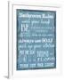 Bathroom Rules Blue-Taylor Greene-Framed Art Print