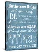 Bathroom Rules Blue-Taylor Greene-Stretched Canvas