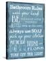 Bathroom Rules Blue-Taylor Greene-Stretched Canvas