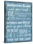 Bathroom Rules Blue-Taylor Greene-Stretched Canvas