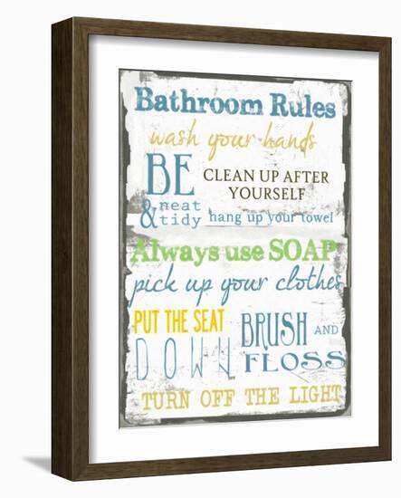 Bathroom Rules Multi-Taylor Greene-Framed Art Print