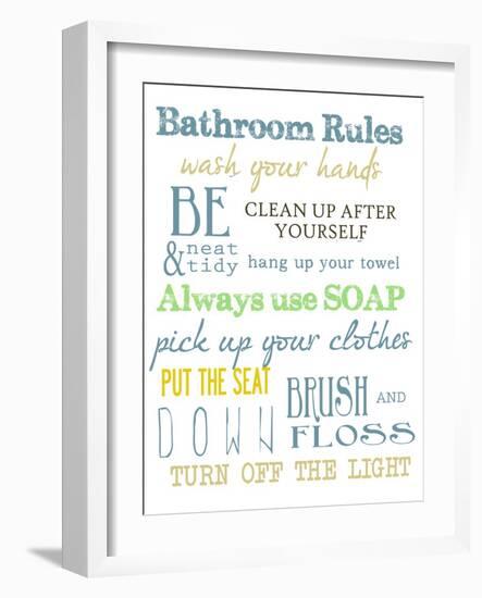 Bathroom Rules (Multi)-Taylor Greene-Framed Art Print