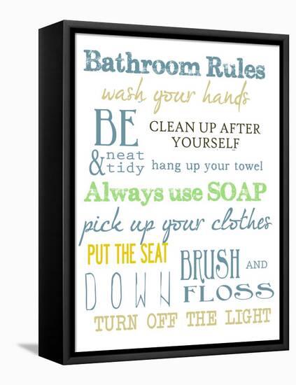 Bathroom Rules (Multi)-Taylor Greene-Framed Stretched Canvas