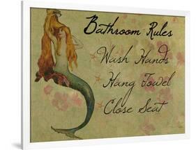 Bathroom Rules Vintage Mermaid-sylvia pimental-Framed Art Print