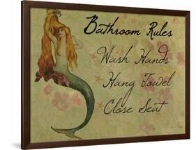 Bathroom Rules Vintage Mermaid-sylvia pimental-Framed Art Print