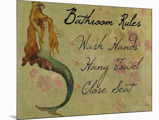 Bathroom Rules Vintage Mermaid-sylvia pimental-Mounted Art Print