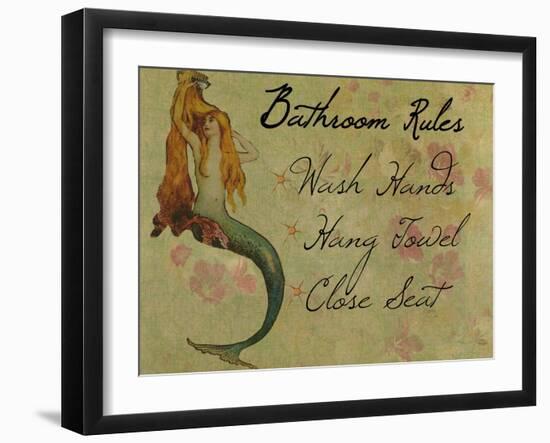 Bathroom Rules Vintage Mermaid-sylvia pimental-Framed Art Print