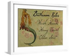 Bathroom Rules Vintage Mermaid-sylvia pimental-Framed Art Print