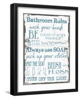 Bathroom Rules White-Taylor Greene-Framed Art Print
