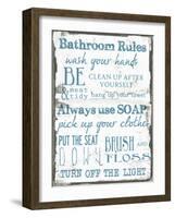 Bathroom Rules White-Taylor Greene-Framed Art Print