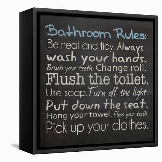 Bathroom Rules-Lauren Gibbons-Framed Stretched Canvas