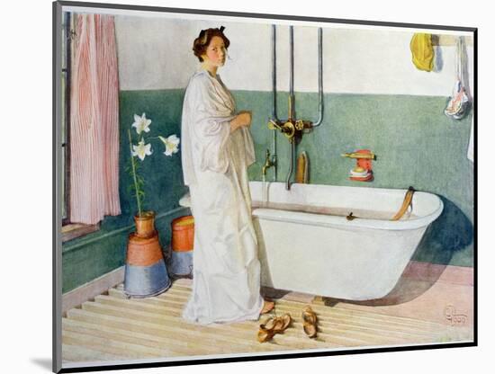 Bathroom Scene - Lisbeth, Pub. in 'Lasst Licht Hinin'-Carl Larsson-Mounted Premium Giclee Print