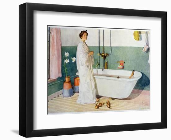 Bathroom Scene - Lisbeth, Pub. in 'Lasst Licht Hinin'-Carl Larsson-Framed Giclee Print