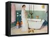 Bathroom Scene - Lisbeth, Pub. in 'Lasst Licht Hinin'-Carl Larsson-Framed Stretched Canvas