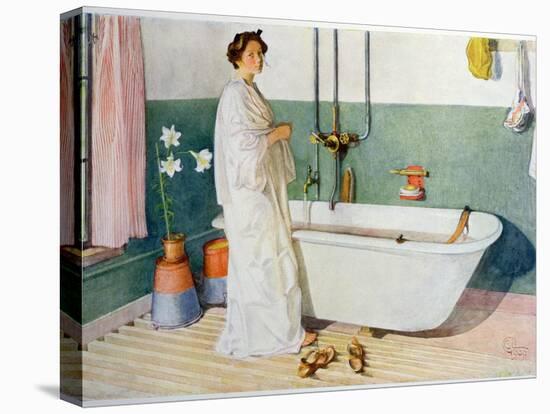 Bathroom Scene - Lisbeth, Pub. in 'Lasst Licht Hinin'-Carl Larsson-Stretched Canvas