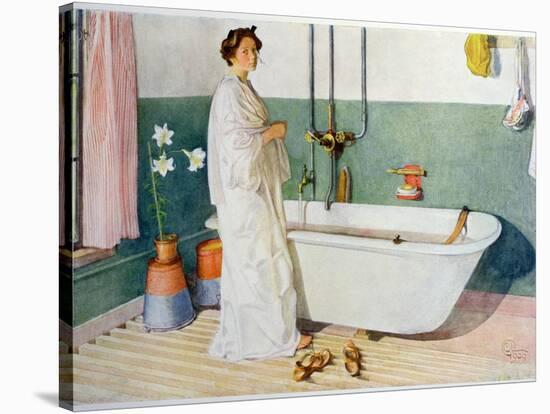 Bathroom Scene - Lisbeth, Pub. in 'Lasst Licht Hinin'-Carl Larsson-Stretched Canvas