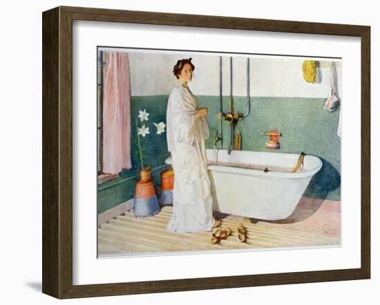 Bathroom Scene - Lisbeth, Pub. in 'Lasst Licht Hinin'-Carl Larsson-Framed Giclee Print