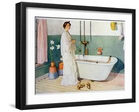 Bathroom Scene - Lisbeth, Pub. in 'Lasst Licht Hinin'-Carl Larsson-Framed Giclee Print