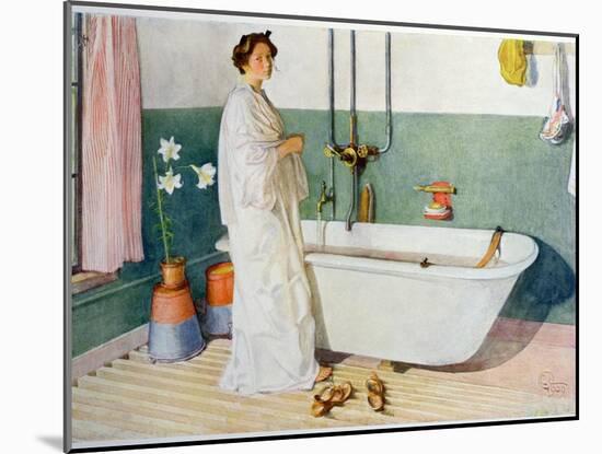 Bathroom Scene - Lisbeth, Pub. in 'Lasst Licht Hinin'-Carl Larsson-Mounted Giclee Print