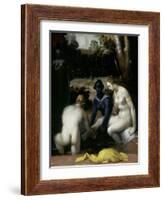 Bathsheba at Her Toilet, 1594-Cornelis Cornelisz. van Haarlem-Framed Giclee Print