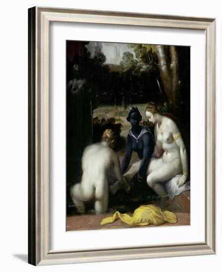 Bathsheba at Her Toilet, 1594-Cornelis Cornelisz. van Haarlem-Framed Giclee Print