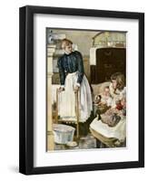 Bathtime in the Nursery, an Illustration from an Ivory Soap Ad, 1903-null-Framed Premium Giclee Print