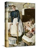 Bathtime in the Nursery, an Illustration from an Ivory Soap Ad, 1903-null-Stretched Canvas