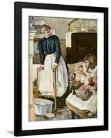 Bathtime in the Nursery, an Illustration from an Ivory Soap Ad, 1903-null-Framed Giclee Print