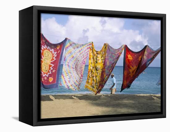 Batiks on Line on the Beach, Turtle Beach, Tobago, West Indies, Caribbean, Central America-Michael Newton-Framed Stretched Canvas