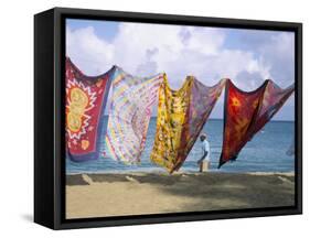 Batiks on Line on the Beach, Turtle Beach, Tobago, West Indies, Caribbean, Central America-Michael Newton-Framed Stretched Canvas