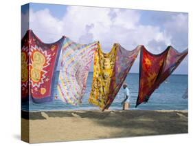 Batiks on Line on the Beach, Turtle Beach, Tobago, West Indies, Caribbean, Central America-Michael Newton-Stretched Canvas