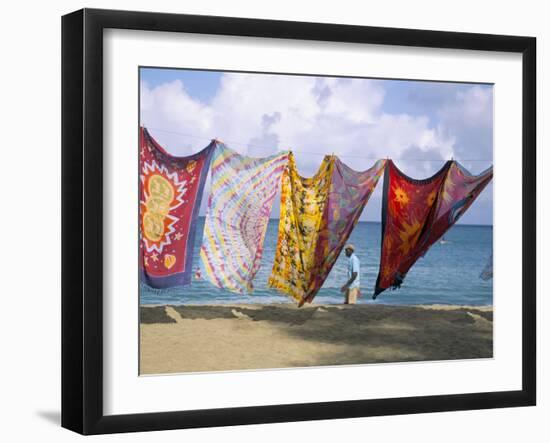 Batiks on Line on the Beach, Turtle Beach, Tobago, West Indies, Caribbean, Central America-Michael Newton-Framed Photographic Print