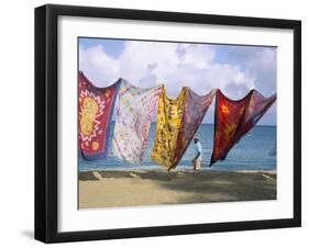 Batiks on Line on the Beach, Turtle Beach, Tobago, West Indies, Caribbean, Central America-Michael Newton-Framed Photographic Print