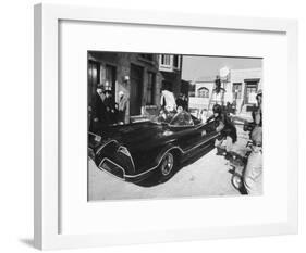 "Batman" Adam West and "Robin" Burt Ward During Shooting of Scene-Yale Joel-Framed Premium Photographic Print