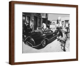 "Batman" Adam West and "Robin" Burt Ward During Shooting of Scene-Yale Joel-Framed Premium Photographic Print