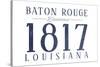 Baton Rouge, Louisiana - Established Date (Blue)-Lantern Press-Stretched Canvas