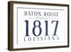 Baton Rouge, Louisiana - Established Date (Blue)-Lantern Press-Framed Art Print