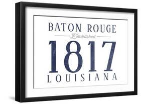 Baton Rouge, Louisiana - Established Date (Blue)-Lantern Press-Framed Art Print