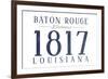 Baton Rouge, Louisiana - Established Date (Blue)-Lantern Press-Framed Art Print