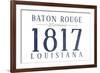 Baton Rouge, Louisiana - Established Date (Blue)-Lantern Press-Framed Art Print