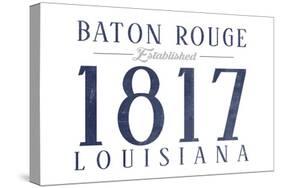 Baton Rouge, Louisiana - Established Date (Blue)-Lantern Press-Stretched Canvas