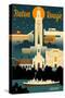 Baton Rouge, Louisiana - Retro Skyline-Lantern Press-Stretched Canvas