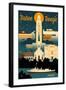 Baton Rouge, Louisiana - Retro Skyline-Lantern Press-Framed Art Print