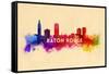 Baton Rouge, Louisiana - Skyline Abstract-Lantern Press-Framed Stretched Canvas